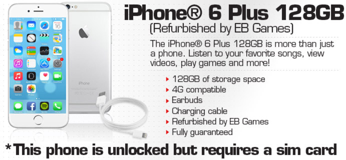 iPhoneÂ® 6 Plus 128GB Unlocked - Silver (Refurbished by EB Games)